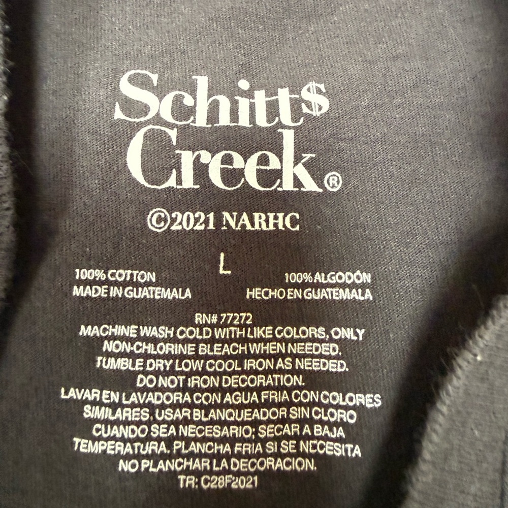 Schitts Creek Rose Apothecary Graphic T-Shirt dark grey size Large - Picture 5 of 6